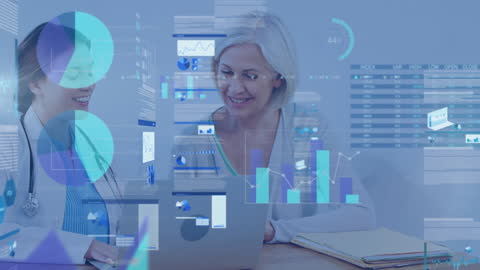 Doctor and Senior Patient Analyzing Data in Modern Healthcare Setting