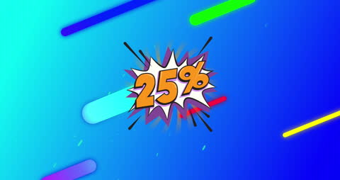Dynamic 25 Percent Discount Splash on Vibrant Blue Background