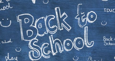 Chalkboard Back to School Concept Art on Blue Background