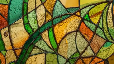 Vibrant Stained Glass Mosaic with Intricate Patterns in Gallery