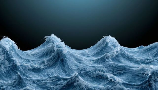 Dramatic Ocean Waves Surging Under Dark Stormy Sky