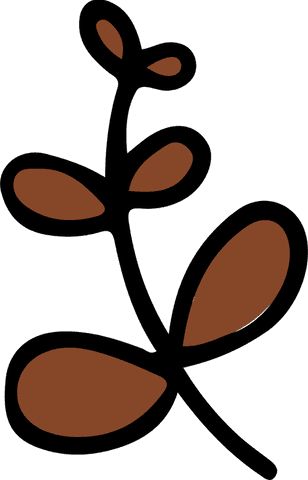 Minimalistic botanical art with brown oval leaves on transparent background