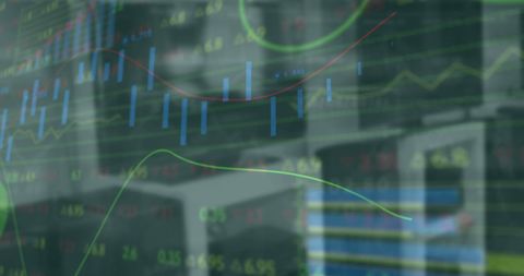 Dynamic Stock Charts Intertwined with Boardroom Image