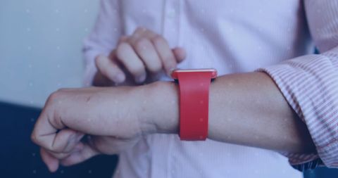 Modern Lifestyle with Red Smartwatch Technology Close-Up - Download Free Stock Images Pikwizard.com