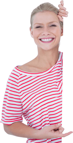Happy Caucasian Woman Smiling And Pointing On Transparent Background - Download Free Stock Videos Pikwizard.com