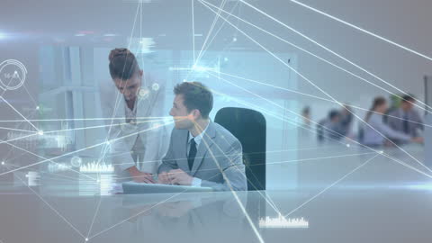 Businesspeople Networking Through Digital Technology Interface Animation