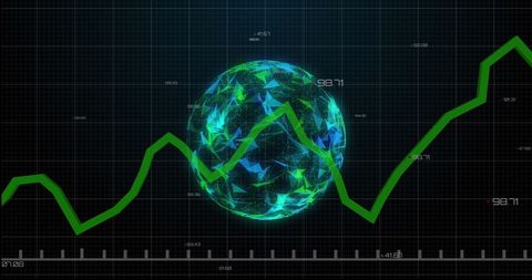 Futuristic Digital Interface with Spinning Globe and Grid - Download Free Stock Images Pikwizard.com