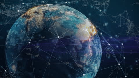 Network Connections Surrounding Digital Earth with Data Points