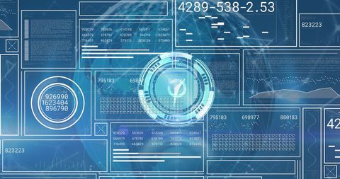 Digital Interface with Data on Futuristic Blue Background - Download Free Stock Images Pikwizard.com