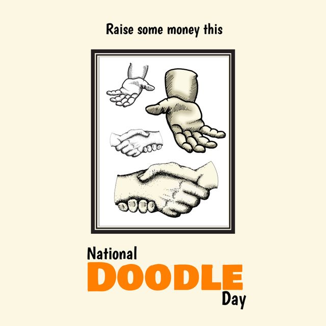 National Doodle Day Fundraiser Poster with Hand Illustrations - Download Free Stock Templates Pikwizard.com