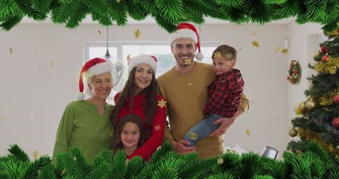 Happy Family Together Celebrating Christmas in Living Room