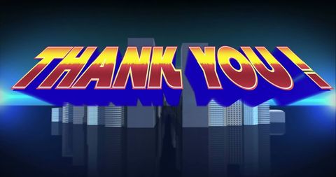 Retro Thank You Text with Cityscape Background