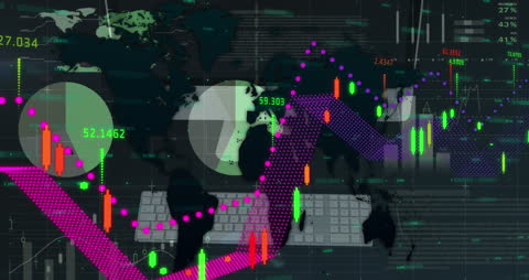 Global Financial Data Processing Concept Interface on Dark Background