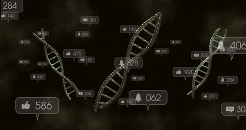 Futuristic DNA Helix with Social Media Integrations Concept Art