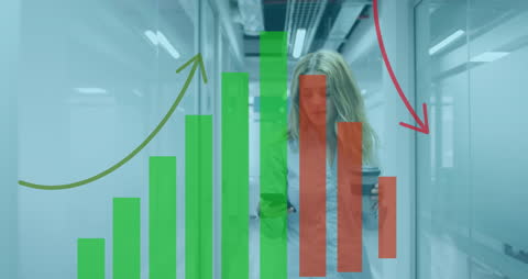 Animated Financial Graphs Overlay Concept Workplace