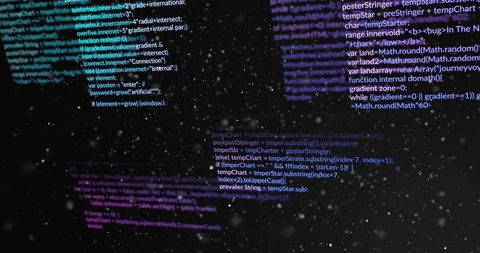 Abstract Code in Virtual Space with Futuristic Data Particles