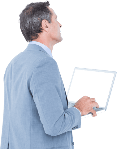 transparent png businessman using laptop in professional attire - Download Free Stock Videos Pikwizard.com
