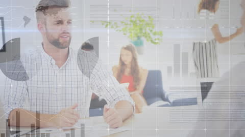 Business Team Analyzing Financial Data Overlay Concept