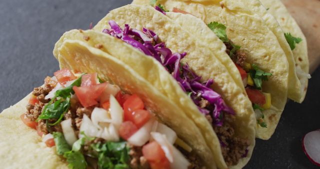 Delicious Beef Tacos with Fresh Vegetables and Cilantro - Download Free Stock Images Pikwizard.com