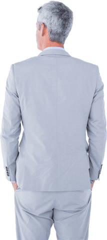 Businessman in Gray Suit Rear View Standing with Hands in Pockets Transparent Background - Download Free Stock Videos Pikwizard.com