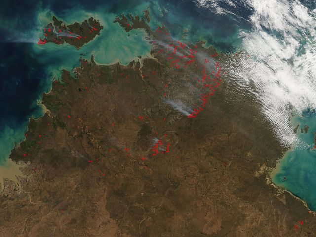 The Aqua satellite collected this natural-color image of fires in Australia with the Moderate Resolution Imaging Spectroradiometer (MODIS) instrument on June 30, 2017.  The image looks at multiple fires and smoke from those fires burning in northern Australia and the island of Bathurst on June 30, 2017.     The Northern Territory fire incident map does show some incidents of grass and shrub fires, in the past 24 hours, but it also shows areas of what are called &quot;strategic fires&quot; which are those set by fire experts to rid an area of overgrowth, brush, dead grass and shrubs to prevent fires from spreading in the event of a lightning strike.  NASA image courtesy Jeff Schmaltz, MODIS Rapid Response Team   <b><a href="http://www.nasa.gov/audience/formedia/features/MP_Photo_Guidelines.html" rel="nofollow">NASA image use policy.</a></b>  <b><a href="http://www.nasa.gov/centers/goddard/home/index.html" rel="nofollow">NASA Goddard Space Flight Center</a></b> enables NASA’s mission through four scientific endeavors: Earth Science, Heliophysics, Solar System Exploration, and Astrophysics. Goddard plays a leading role in NASA’s accomplishments by contributing compelling scientific knowledge to advance the Agency’s mission.  <b>Follow us on <a href="http://twitter.com/NASAGoddardPix" rel="nofollow">Twitter</a></b>  <b>Like us on <a href="http://www.facebook.com/pages/Greenbelt-MD/NASA-Goddard/395013845897?ref=tsd" rel="nofollow">Facebook</a></b>  <b>Find us on <a href="http://instagrid.me/nasagoddard/?vm=grid" rel="nofollow">Instagram</a></b> 