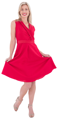 transparent stylish blonde smiling in elegant red dress - Download Free Stock Videos Pikwizard.com