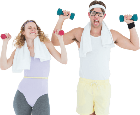 energetic retro couple exercising in vintage transparent sportswear - Download Free Stock Videos Pikwizard.com