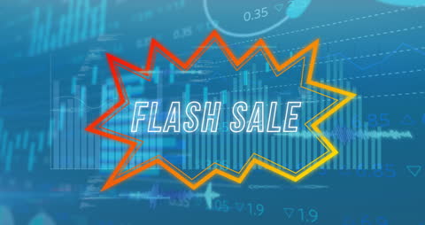 Flash Sale Graphic with Digital Data Analytic Background