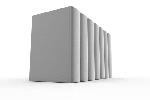 Gray books row on transparent background for educational design