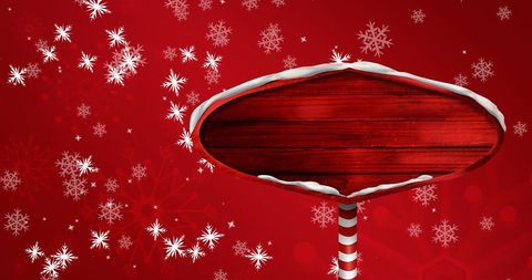 Festive christmas road sign with snowflakes