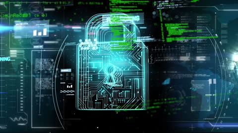 Digital Padlock with Cybersecurity Data Technology Concept