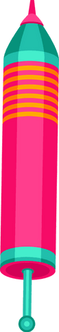 Transparent flat firework rocket with pink and teal design