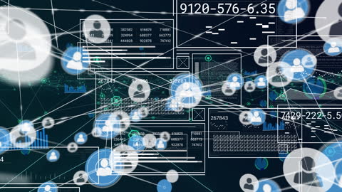 Global Digital Network Interface with Data and Profile Icons