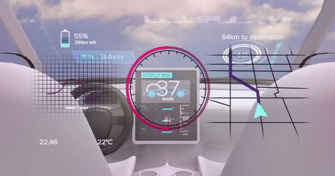 High-Tech Interface of Autonomous Car Interior