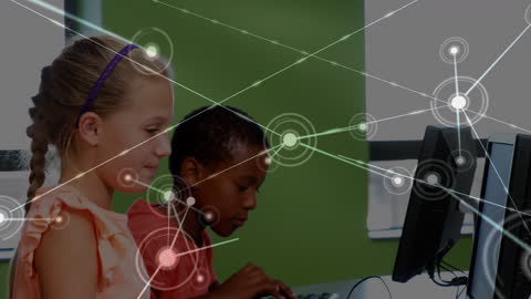 Diverse Children Engaging in Technology with Connected Network Overlay