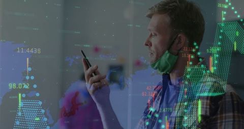 businessman analyzing data over smartphone during pandemic - Download Free Stock Images Pikwizard.com