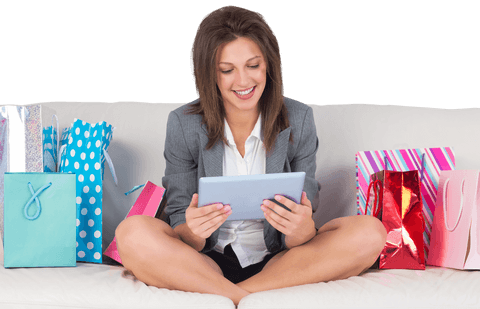 transparent background with woman shopping online using tablet - Download Free Stock Videos Pikwizard.com