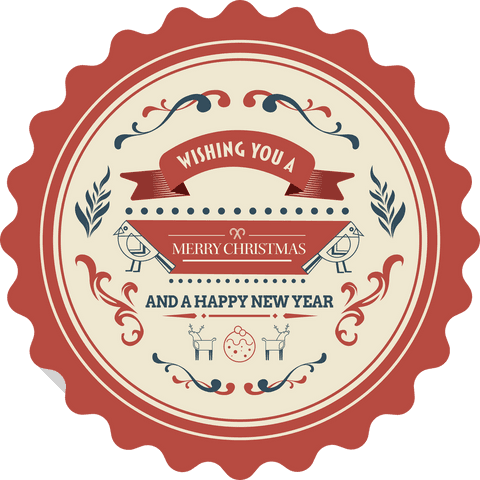 Christmas and new year wishes badge on transparent background