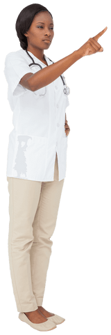 Biracial Female Doctor in White Coat Pointing Transparent Background - Download Free Stock Videos Pikwizard.com
