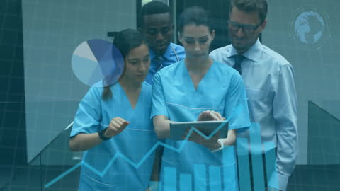 Healthcare Team Analyzing Digital Health Data with Tablet