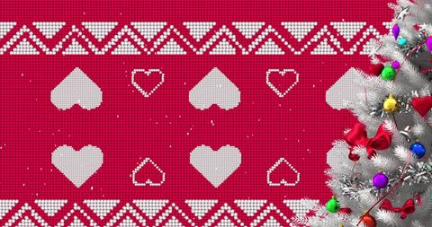 Festive Nordic Christmas Pattern and Decorated Tree