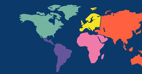 airplane icon soaring over colorful world map illustration - Download Free Stock Images Pikwizard.com