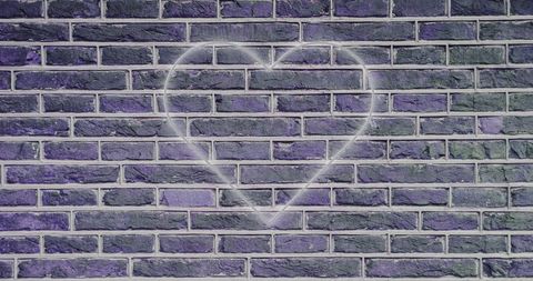 Heart Outline on Purple-Tinted Brick Wall