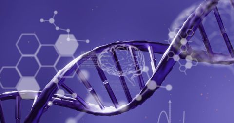 Digital DNA Helix with Hexagonal Futuristic Patterns - Download Free Stock Images Pikwizard.com
