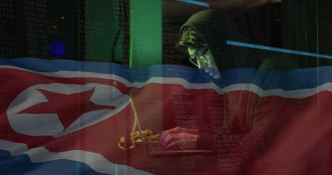 hacker with north korea flag background - Download Free Stock Images Pikwizard.com