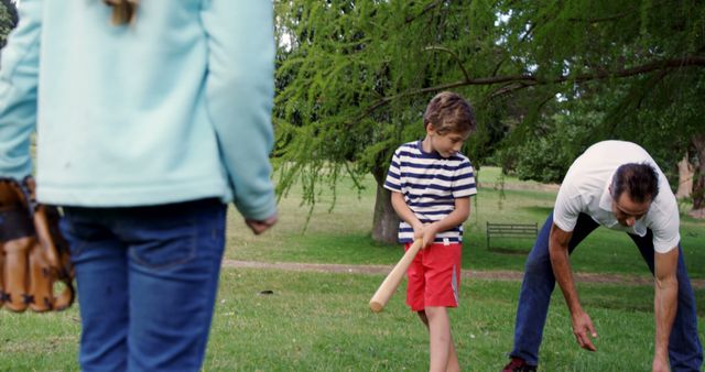 Family Enjoying Outdoor Baseball Game in Park - Download Free Stock Images Pikwizard.com