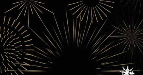 Festive Fireworks and Snowflakes on Black Background