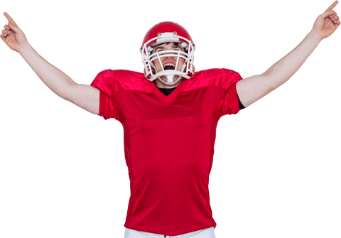 Triumphant american football player celebrating touchdown transparent