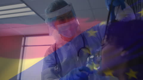 Cameroon Flag Overlay in Surgery Room Scene