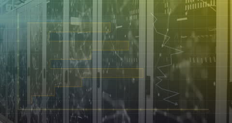 Data Processing Animation Overlay Computer Server Room